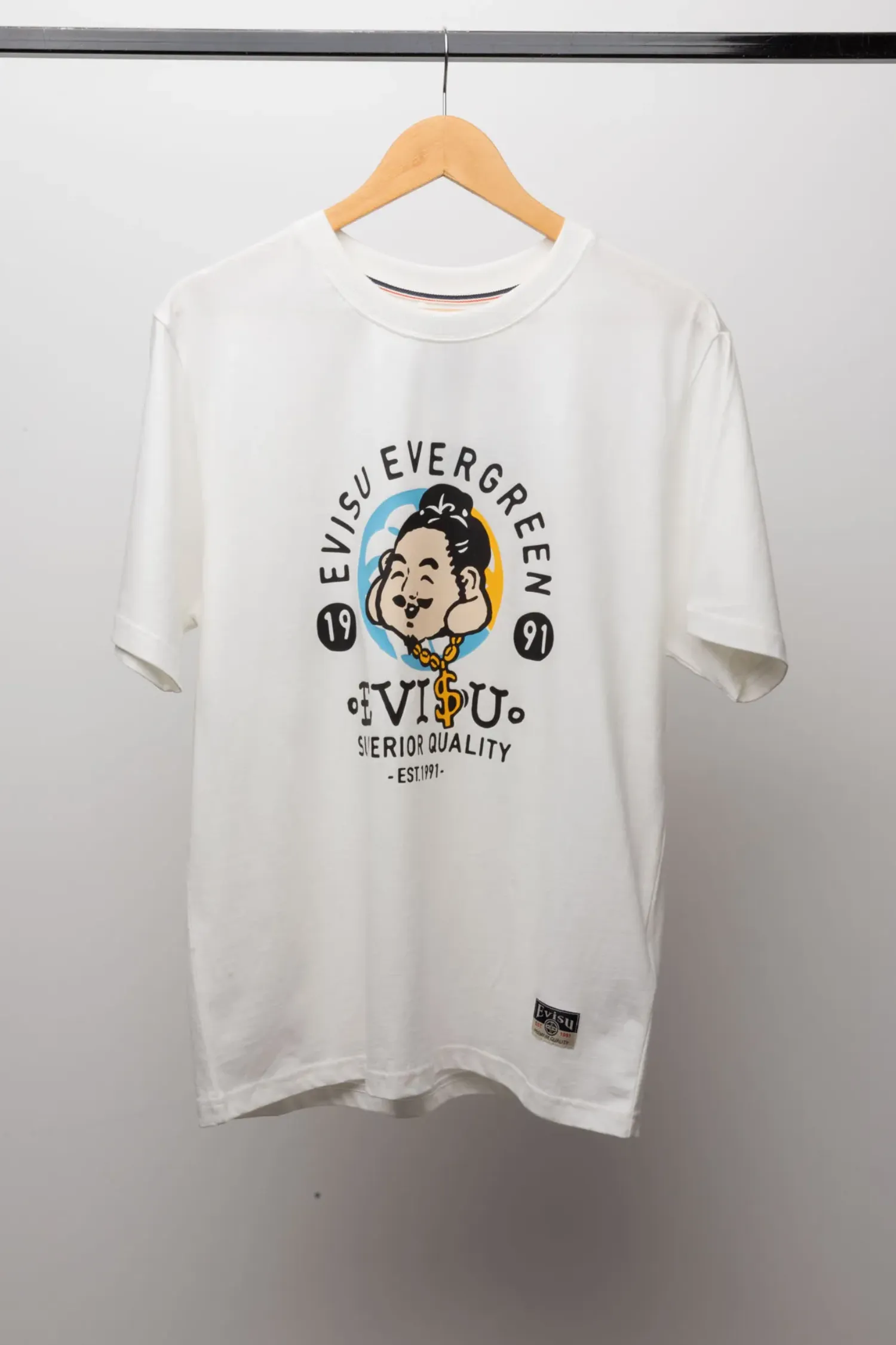Camiseta Evisu Playful Godhead Print White — M / G, Novo