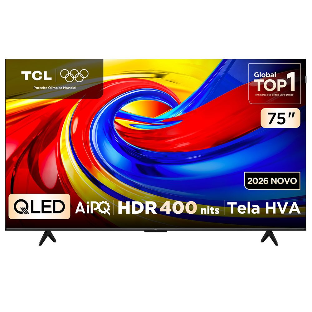 Smart TV 4K TCL Advanced QLED 75” Polegadas com Processador AIPQ, Dolby Vision, HDR10+ e Wi-Fi - 75P7L