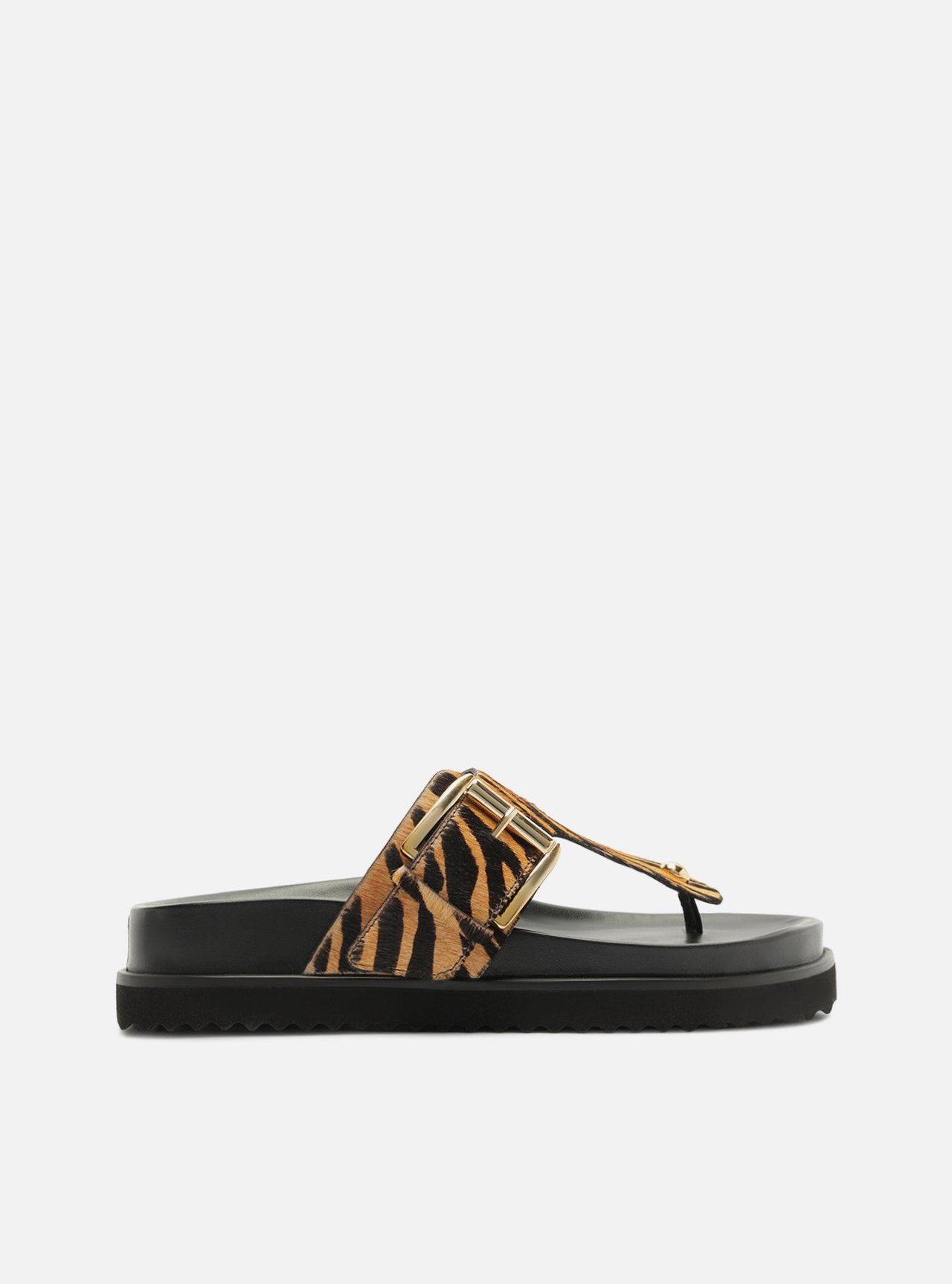 Papete Animal Print Couro Plataforma Fivela