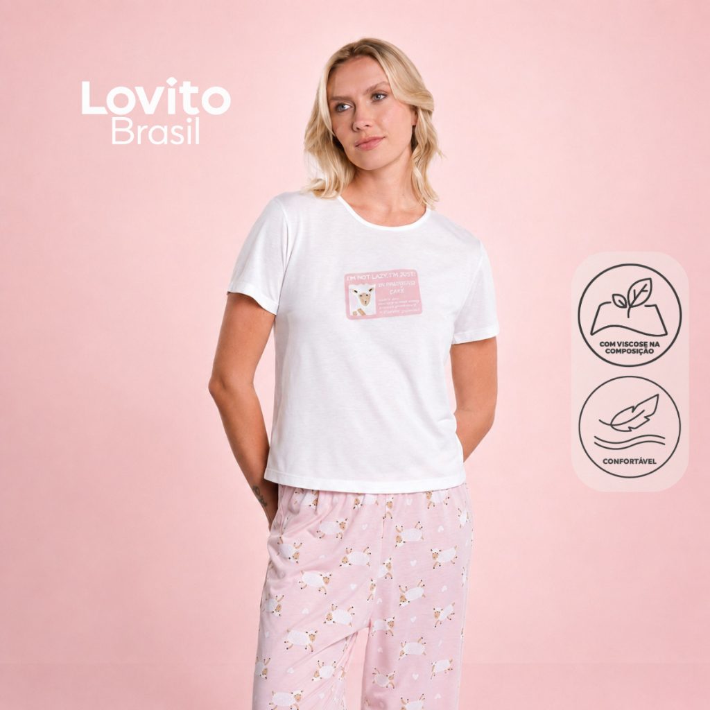 Lovito Conjunto de Pijama Calça Comprida Ovelhas PJB18631894
