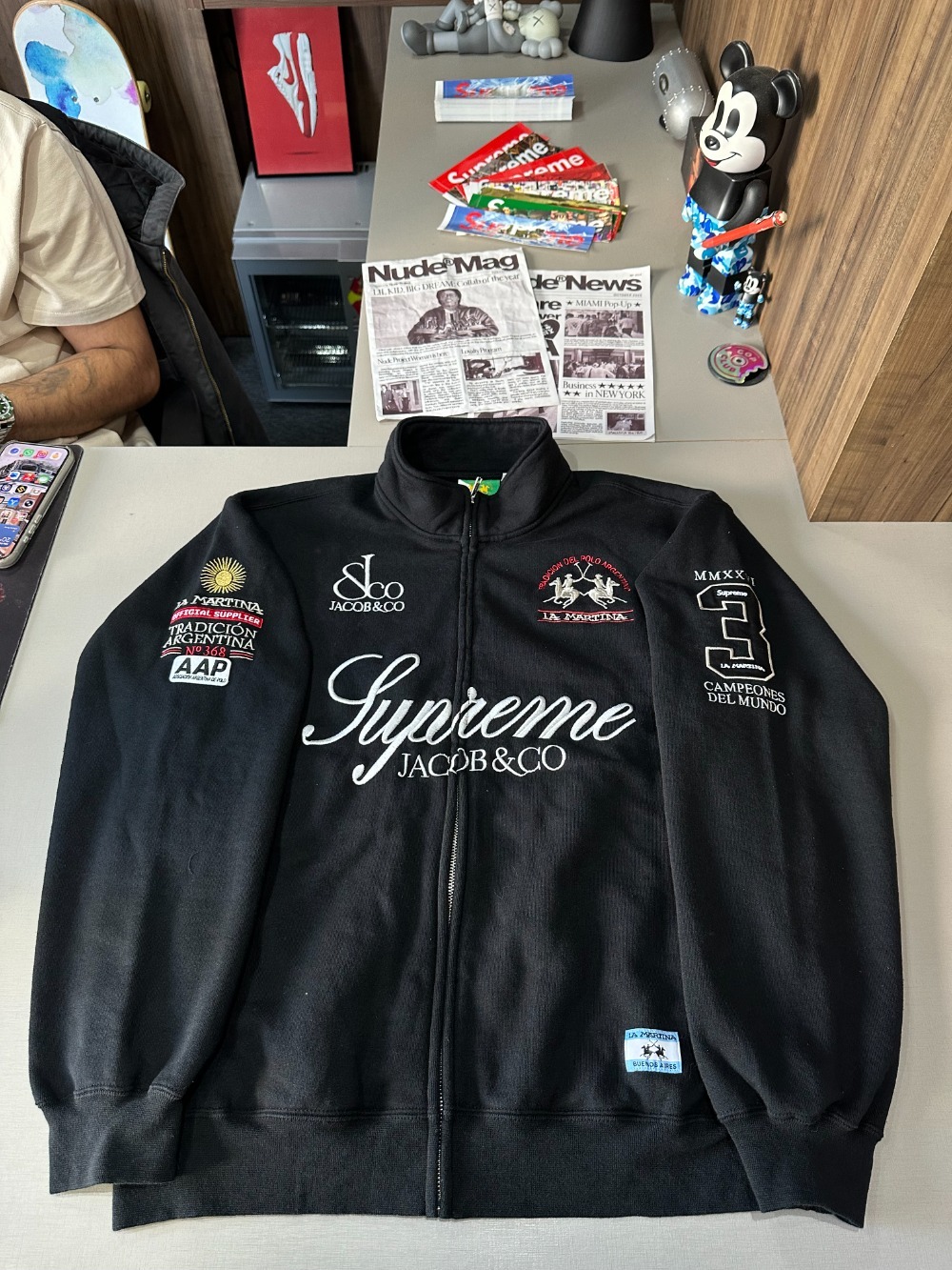 La Martina x Jacob & Co x Supreme Moletom Zip Up Black SS26-W16 — XG, Novo
