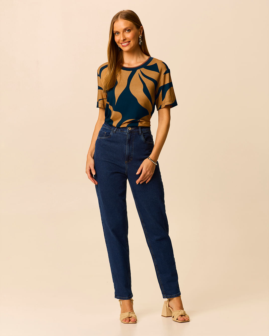 Blusa Feminina Estampada Decote Retilínea Em Moletinho De Viscose — Azul - XGG
