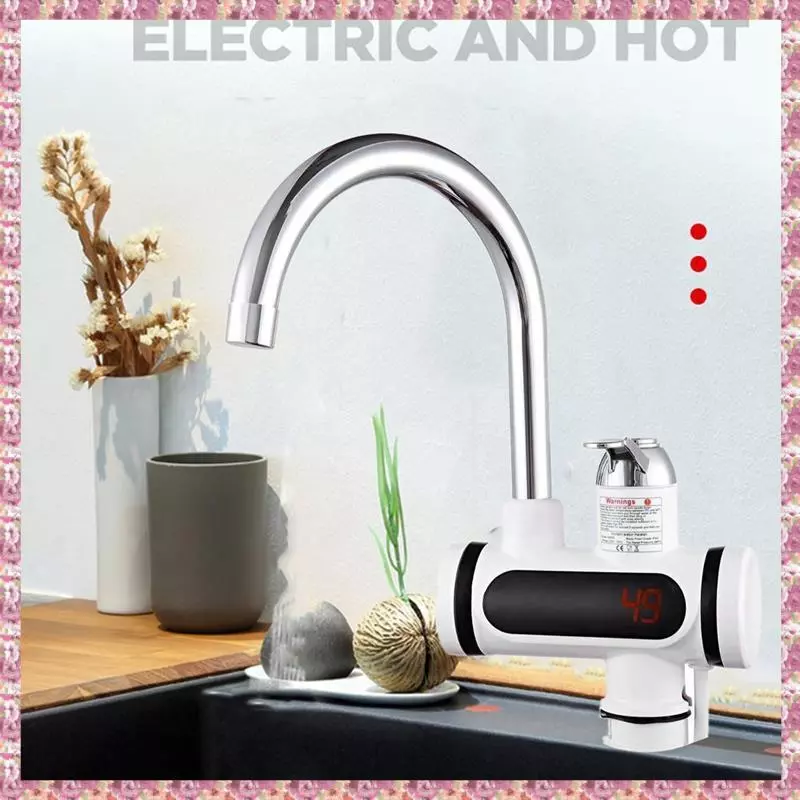 (Zsqa) Aquecedor De Água Instant Electric Emperature Display Instantâneo Quente Torneira Para Cozinha Banheiro Plugue Ue