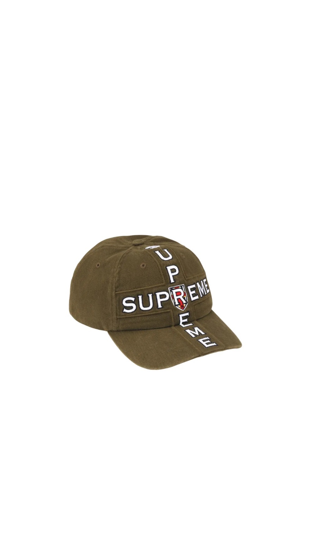 Boné Supreme Cross 6-Panel Olive FW26-W7 — Único, Novo