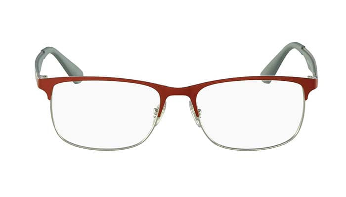 Foto 2 de Armação de Óculos de Grau Rayban Junior, modelo 1052, cor Vermelho e Prata, tamanho 49