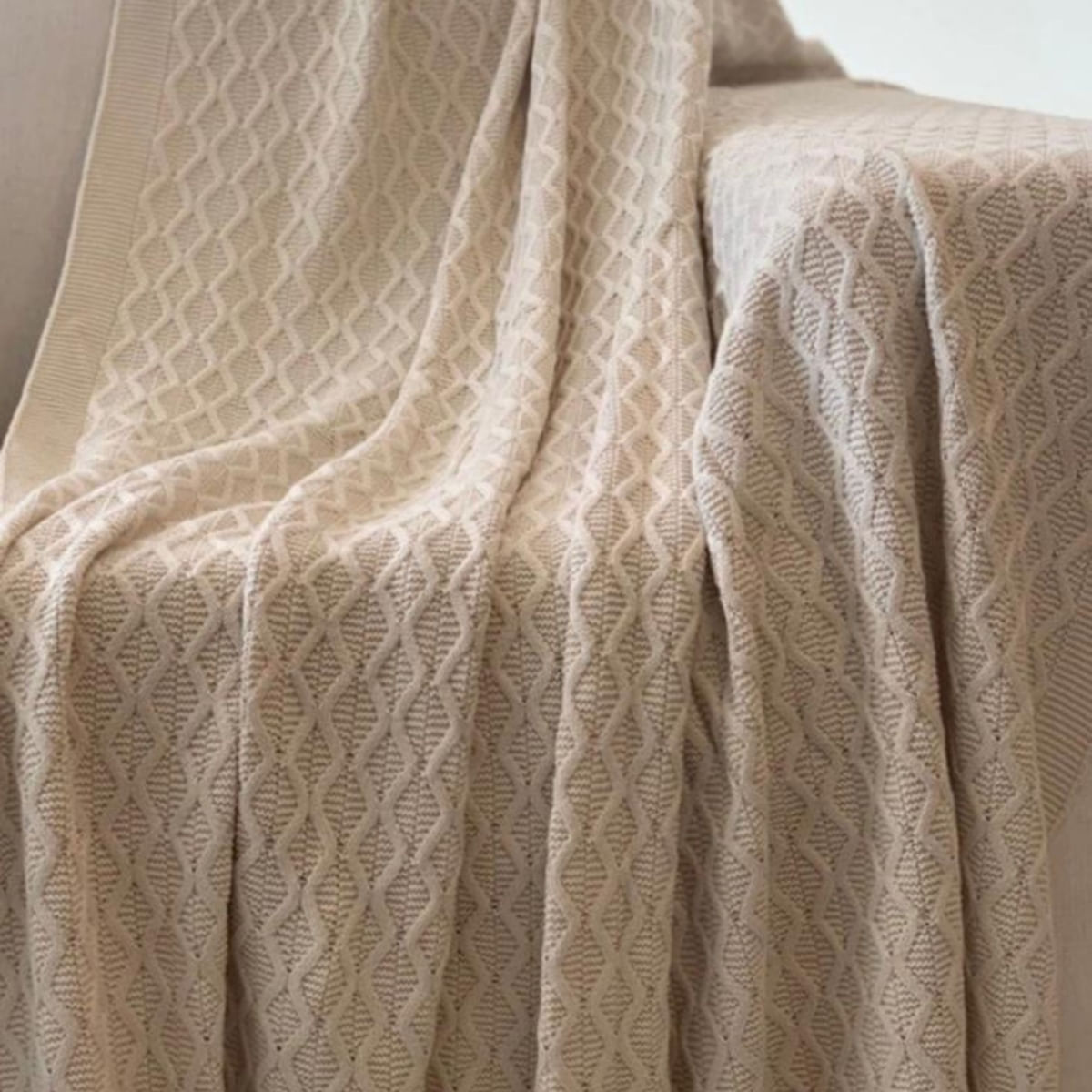 Manta Tricot Entrelace Offwhite
