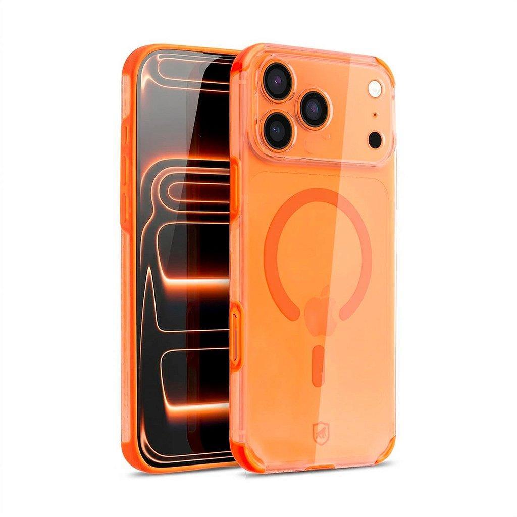 Capa case capinha para iPhone 17 Pro Max - Crystal Edge Magsafe - Laranja - NÃO AMARELA - Gshield