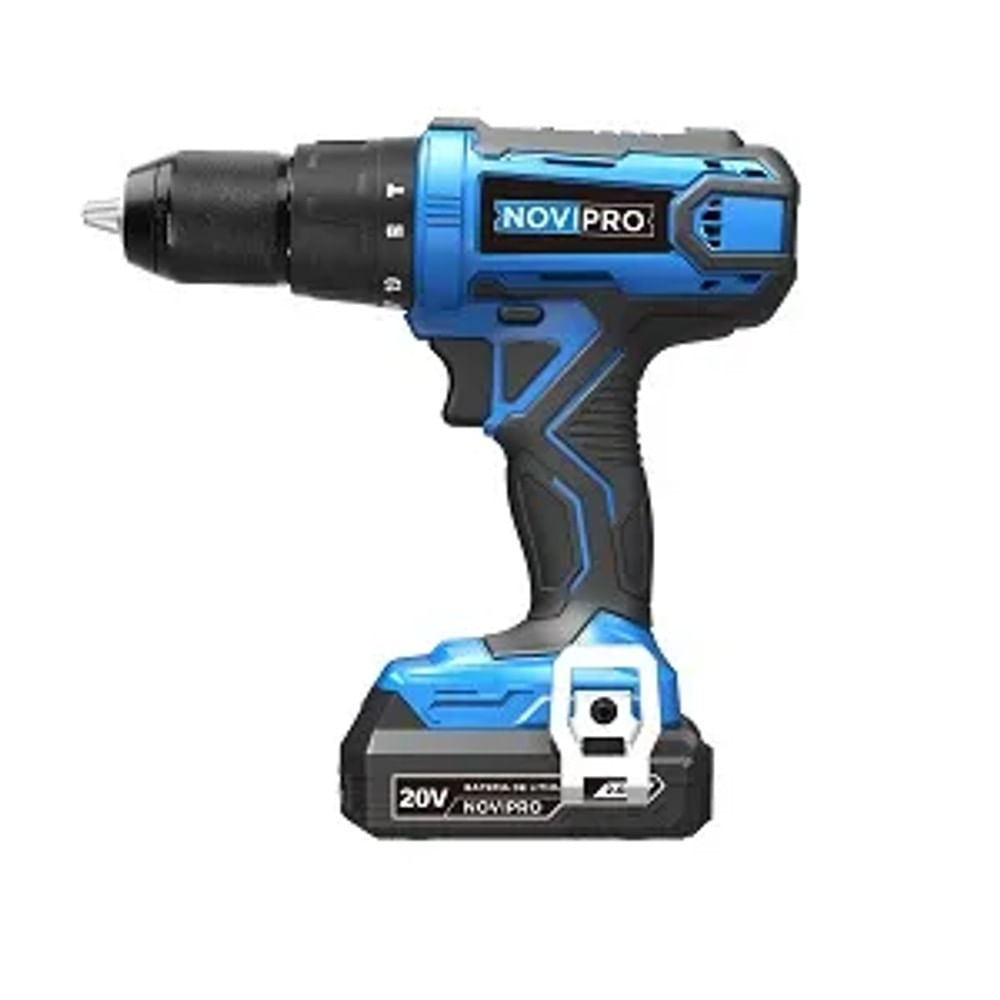 Furadeira e Parafusadeira de Impacto 20V Bivolt com Bateria de Íon-Lítio Novipro Furadeira e Parafusadeira de Impacto 20V Bivolt com Bateria de Ion-Litio Novipro
