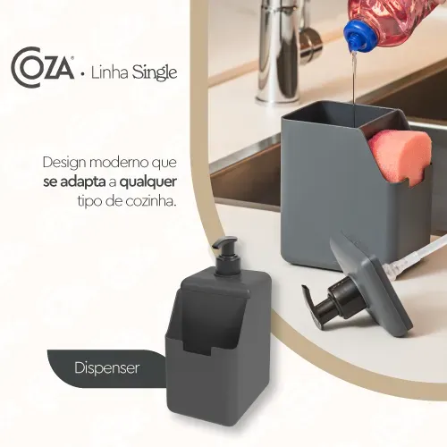Foto 2 de Dispenser para Detergente e Esponja Coza Single 500ml Light Gray