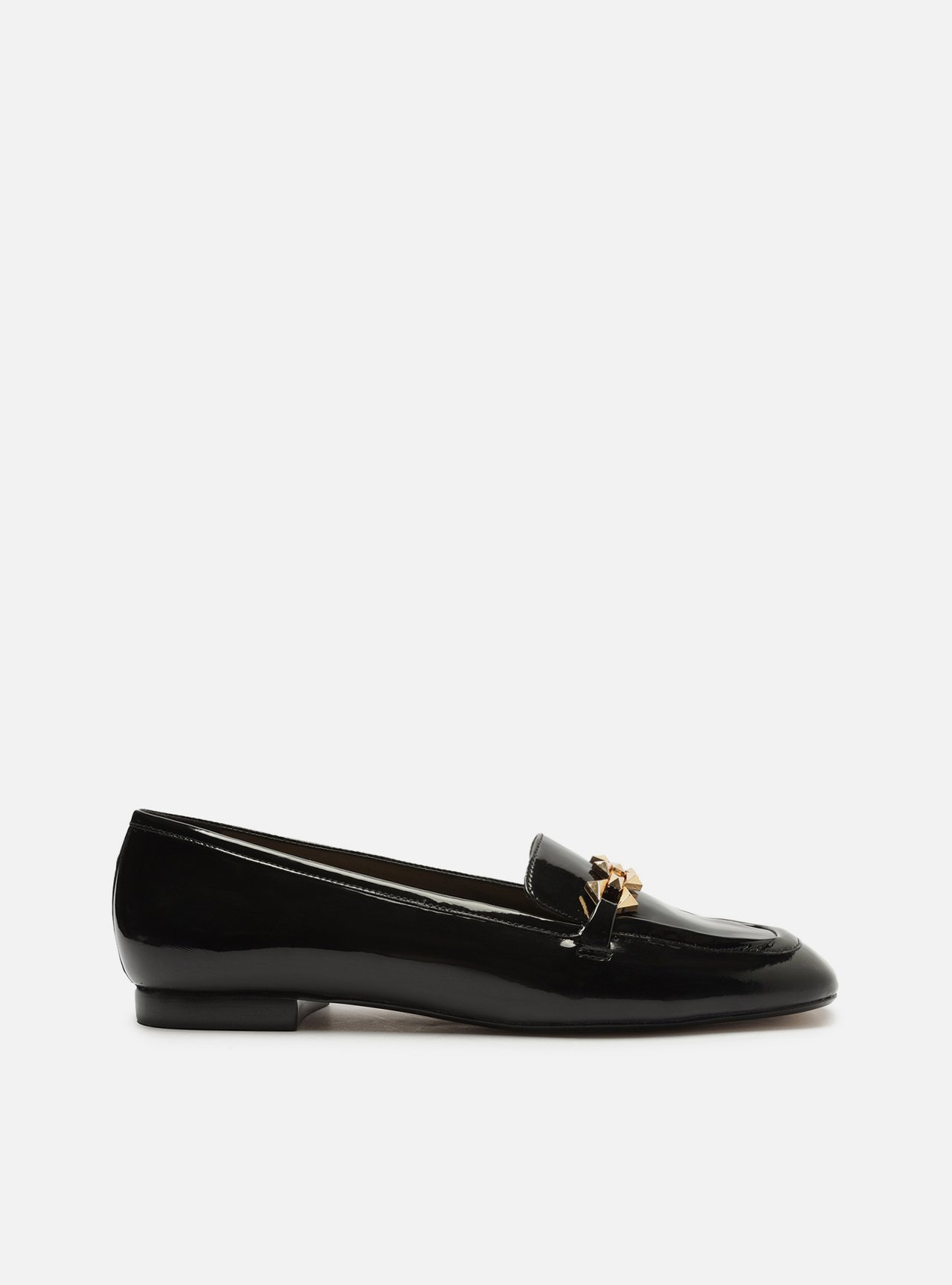 Mocassim Preto Verniz Metal Triângulo