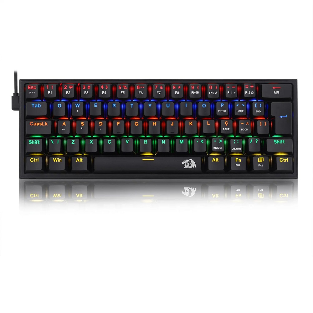 Teclado Mecânico Redragon Fizz Switch Brown Rainbow Preto
