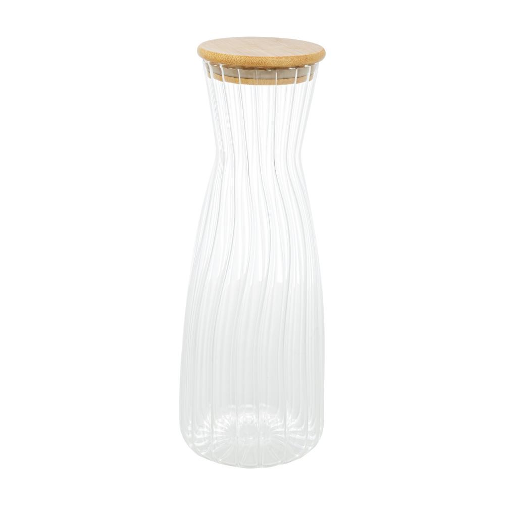 Garrafa de Vidro Borossilicato com Tampa de Bambu 1,6L Wolff para Agua Suco Chá Bebidas Mesa Cozinha e Geladeira