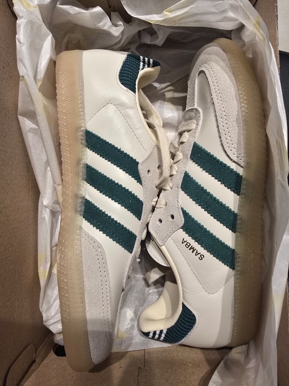 adidas Samba OG Cloud White Collegiate Green Gum — 34 / 35 / 36 / 37 / 38 / 39, Novo