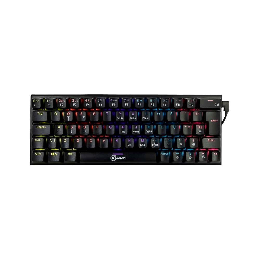 Teclado Mecânico Gamer Kalkan Loki, 60% Iluminação, Rainbow, Preto, Switch Brown, USB Tipo-C, KLK00015