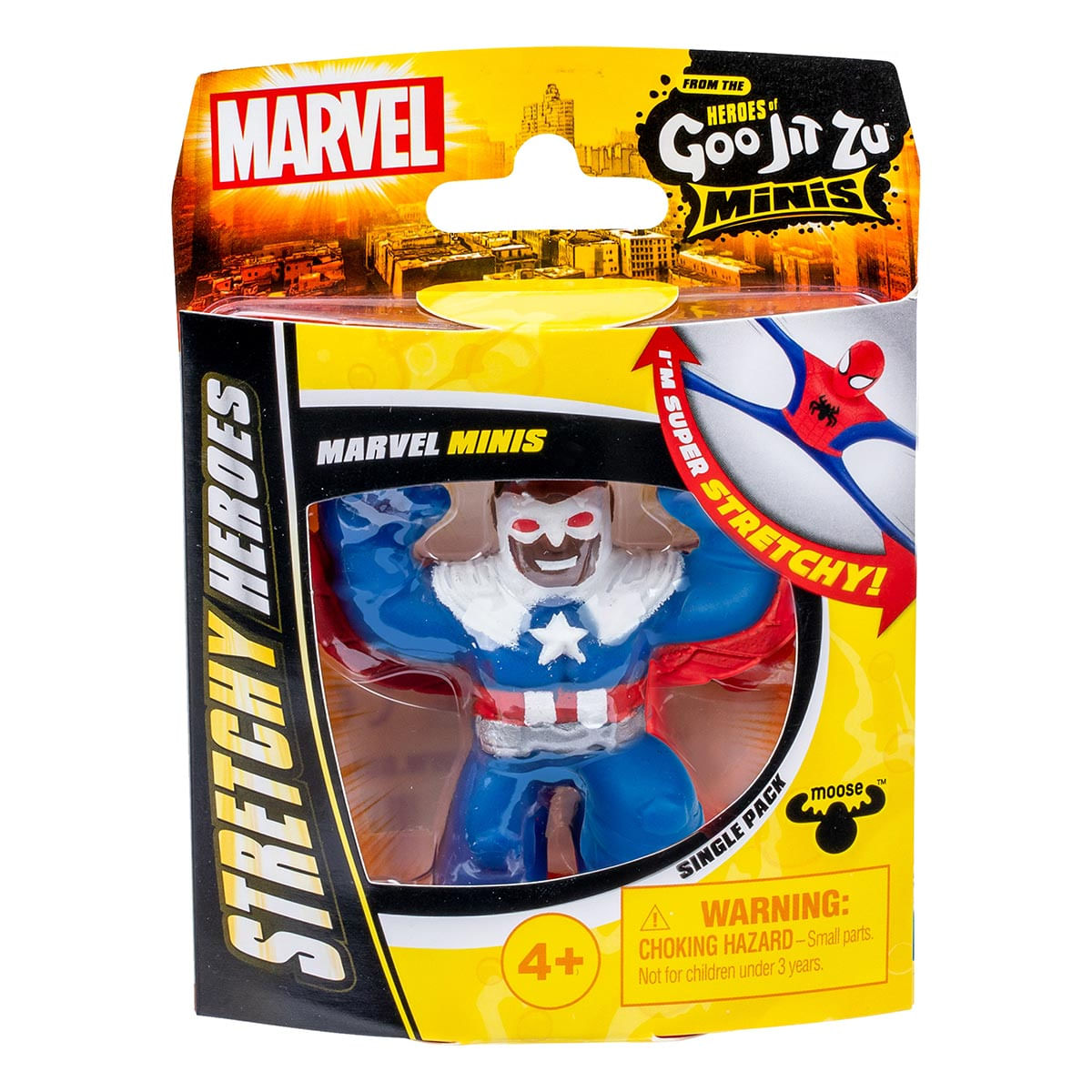 Mini Boneco Elástico Capitão América Sam de 6cm - Goo Jit Zu