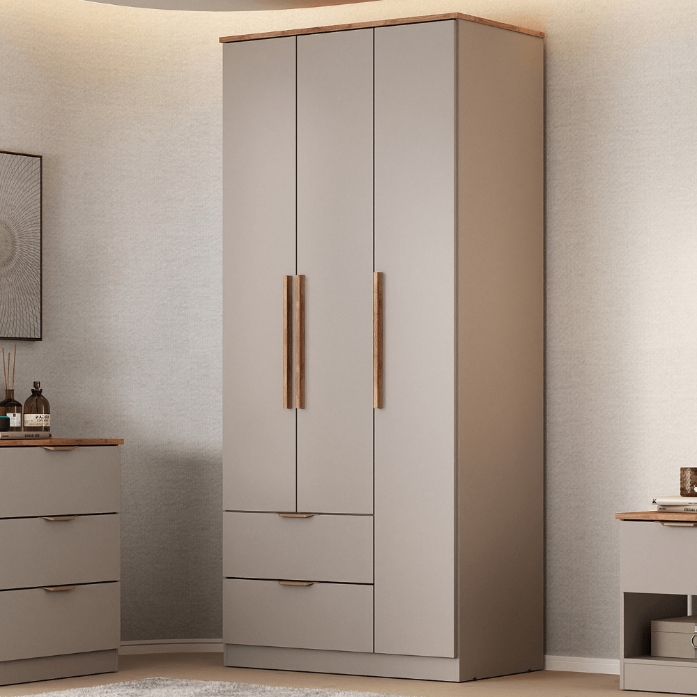 Guarda Roupa Solteiro 3 Portas Milan Carraro Avelã
