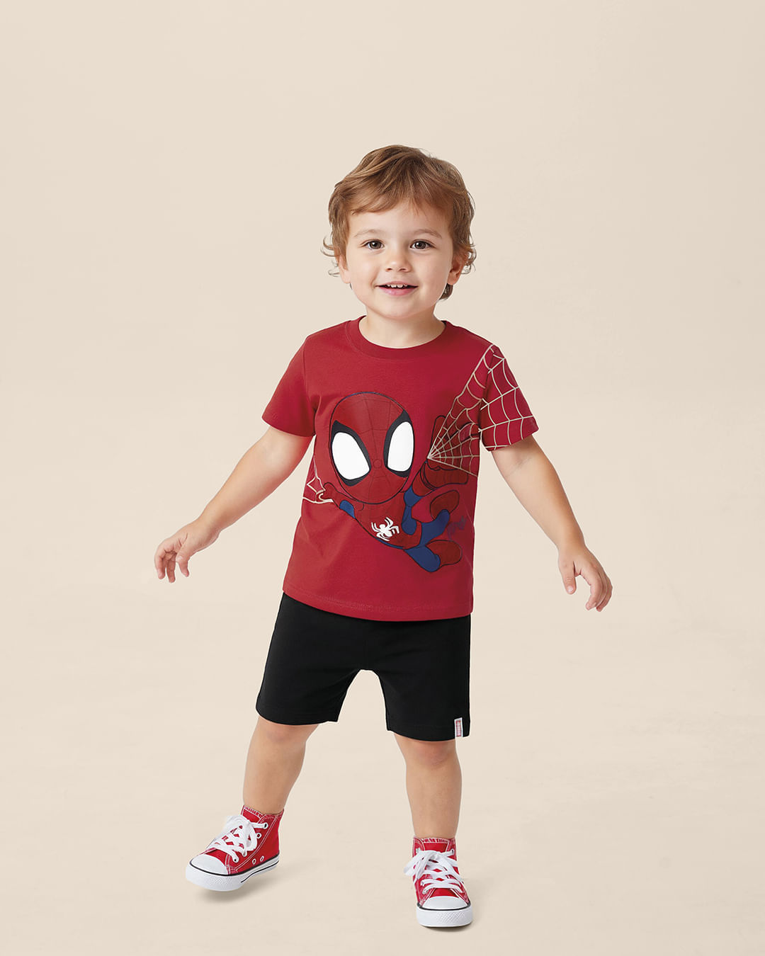 Conjunto Infantil Menino Camiseta Spidey Homem-Aranha Teia Malwee Kids — Vermelho - 8
