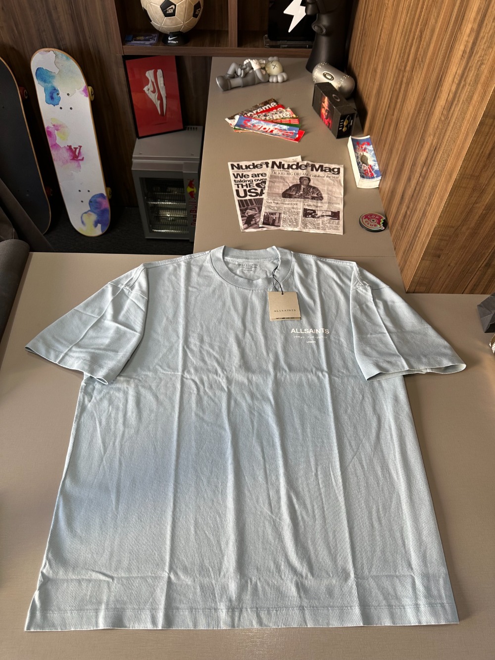 Camiseta AllSaints Underground Oversized Salton Blue — XG, Novo