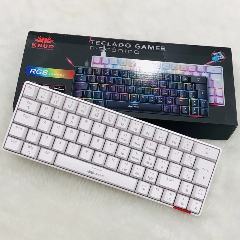 Teclado Pequena Bom Para Usar Knup GAMER Mecânico RGB CHROMA KP-TE100 + FONE KP-359