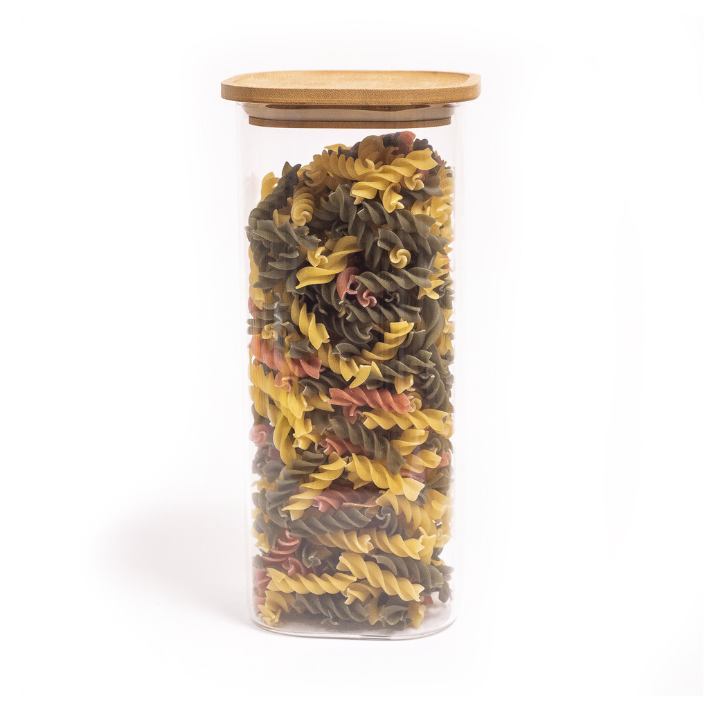 Pote de Vidro de Mantimentos 1900ml C/ Tampa de Bambu Oikos