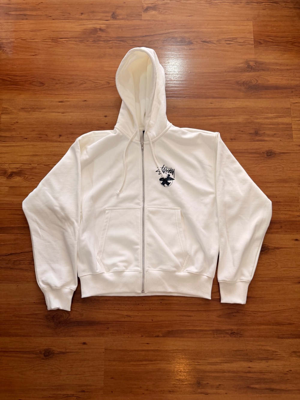 Moletom Stussy Long Haul Zip Off White — XG, Novo