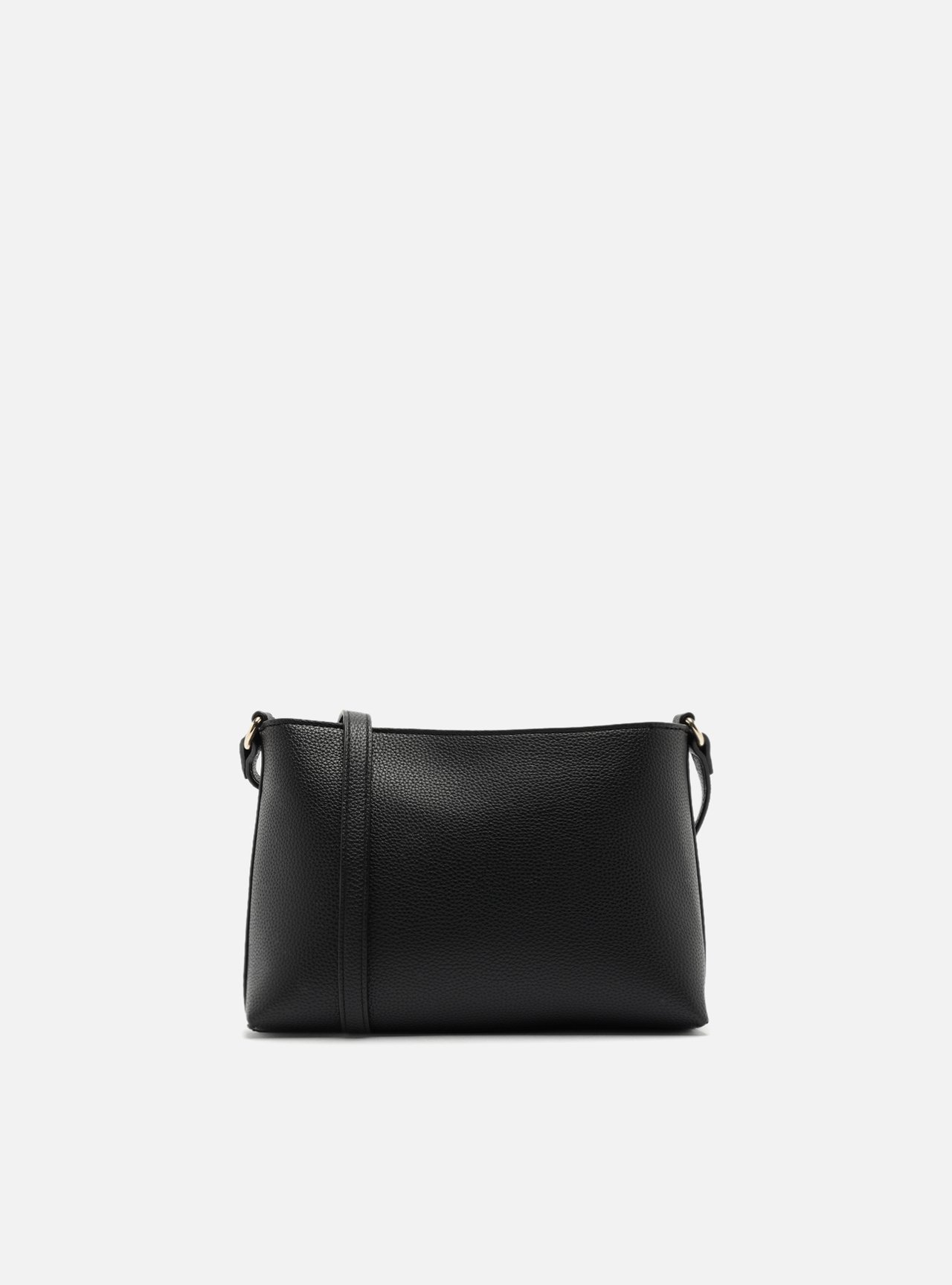 Foto 4 de Bolsa Tiracolo Preta Média Granulada Metais