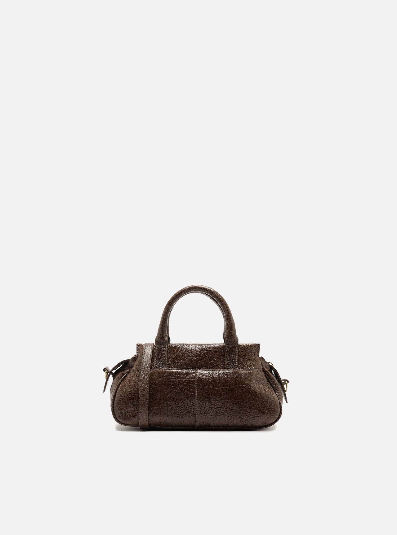 Foto 3 de Bolsa Tote Marrom Couro Pequena Metais