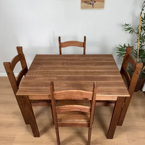 Jogo Mesa Jantar 100x74 4 Cadeiras Madeira
