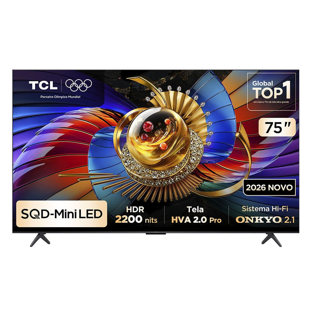 Smart TV TCL 75 Polegadas SQD-Mini LED 4K Q7D Pro WiFi Bluetooth Google TV HDR10+ 144 Hz 75Q7DPRO