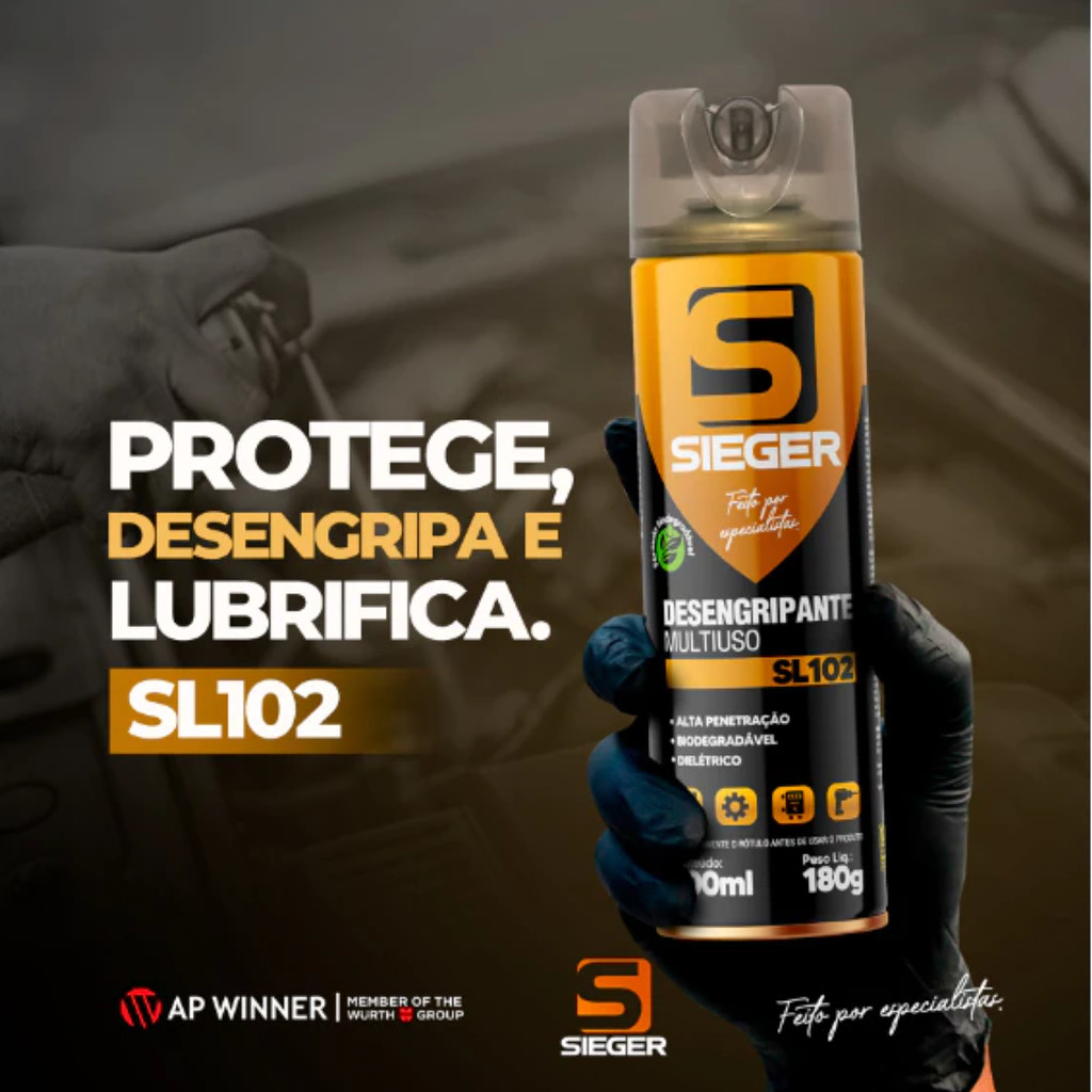 Foto 2 de Desengripante Multiuso Lubrificante Sieger SL102 300ml Biodegradável