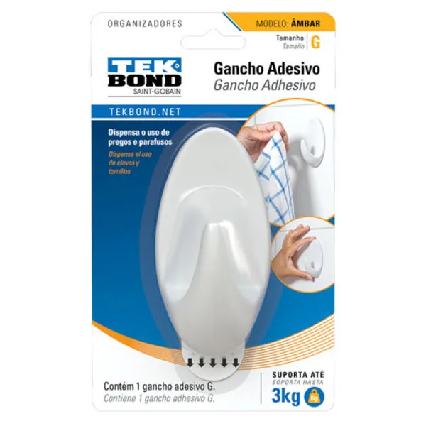 GANCHO AMBAR DE PLAST BRANCO G TEKBOND