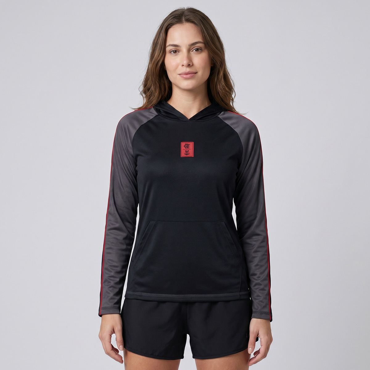 Blusa Flamengo Laçado Manga Longa Feminina Preta