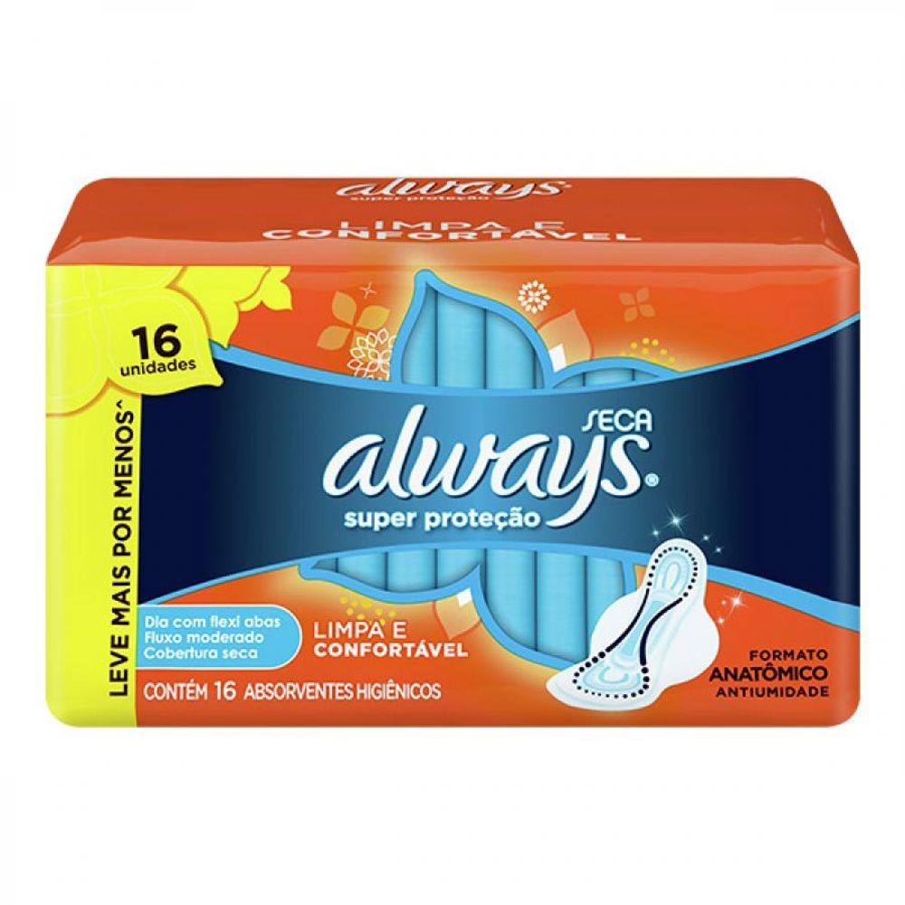 Absorvente Always Cobertura Seca P Com Abas Com 16 Unidades