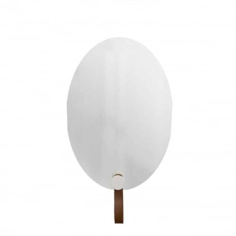 Foto 3 de Espelho Funcional Hook Branco Com Alça Corino 60x40 cm Oval Alça Corino Rajada