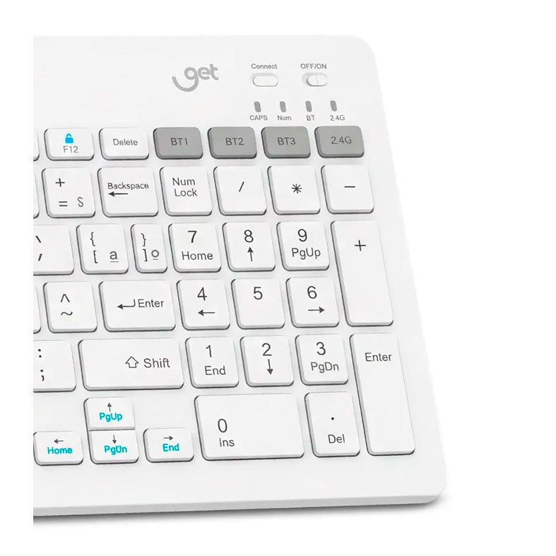 Foto 3 de Teclado Sem Fio Slim GET Shift, Bluetooth, Branco, SHITF- WH