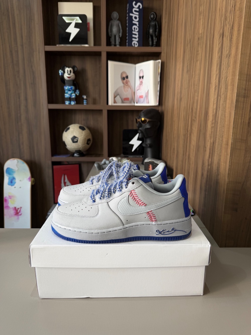 Kobe Bryant x Nike Air Force 1 Low Protro Dodgers Wolf Grey Rush Blue — 41, Novo