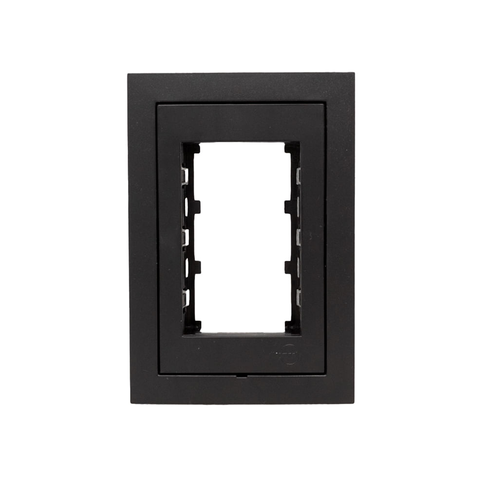 Placa 4X2 3 Módulos Com Suporte Preto Fosco Ekron Dicompel