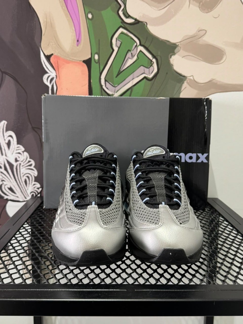 Palace x Nike Air Max 95 Metallic Silver Aluminum Black — 40 / 41, Novo