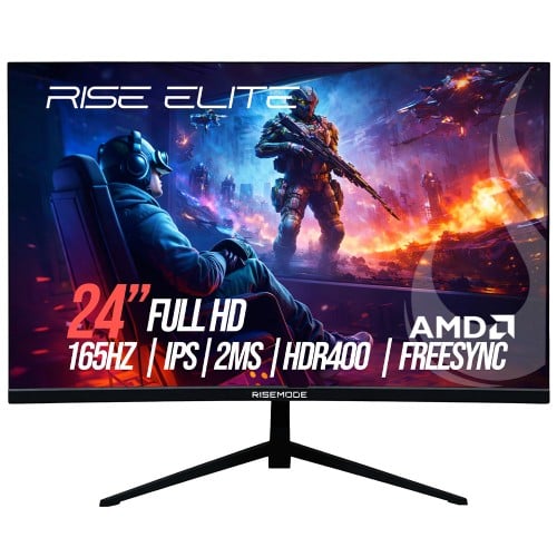 Monitor Gamer Rise Mode Elite, 24 Pol, Full HD, IPS, 165Hz, 2ms, 99% sRGB, DP/VGA, Preto, RM-MOG-24F165FH-B
