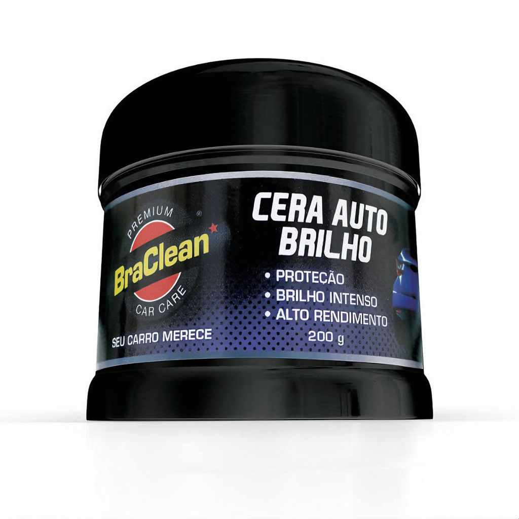Melhor Cera Auto Brilho 200 g Protege Pintura Repelência de Água Aplicação Fácil e Rápida BraClean