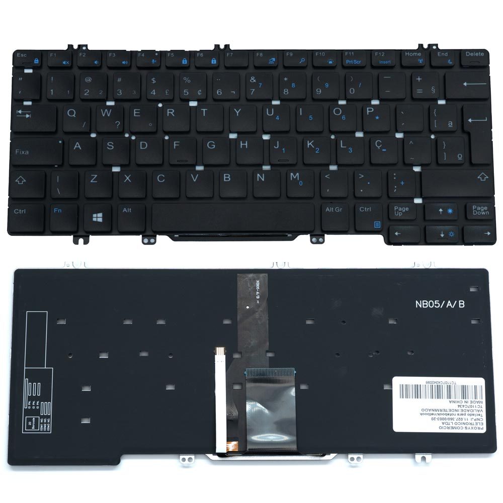 Teclado para Notebook compatível com Dell Latitude 5290 ABNT2