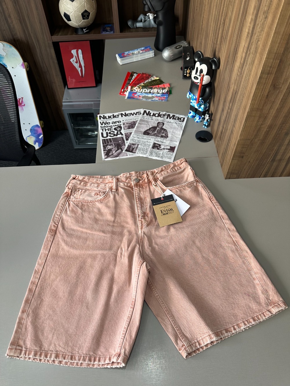 Evisu x Palace Shorts Long Denim Pink Wash — 44, Novo