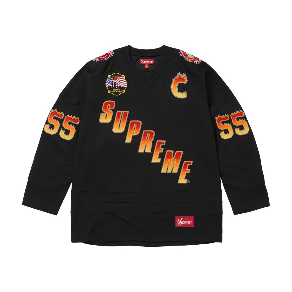 FDNY x Supreme Camiseta Hockey Jersey Black FW26-W1 — G, Novo