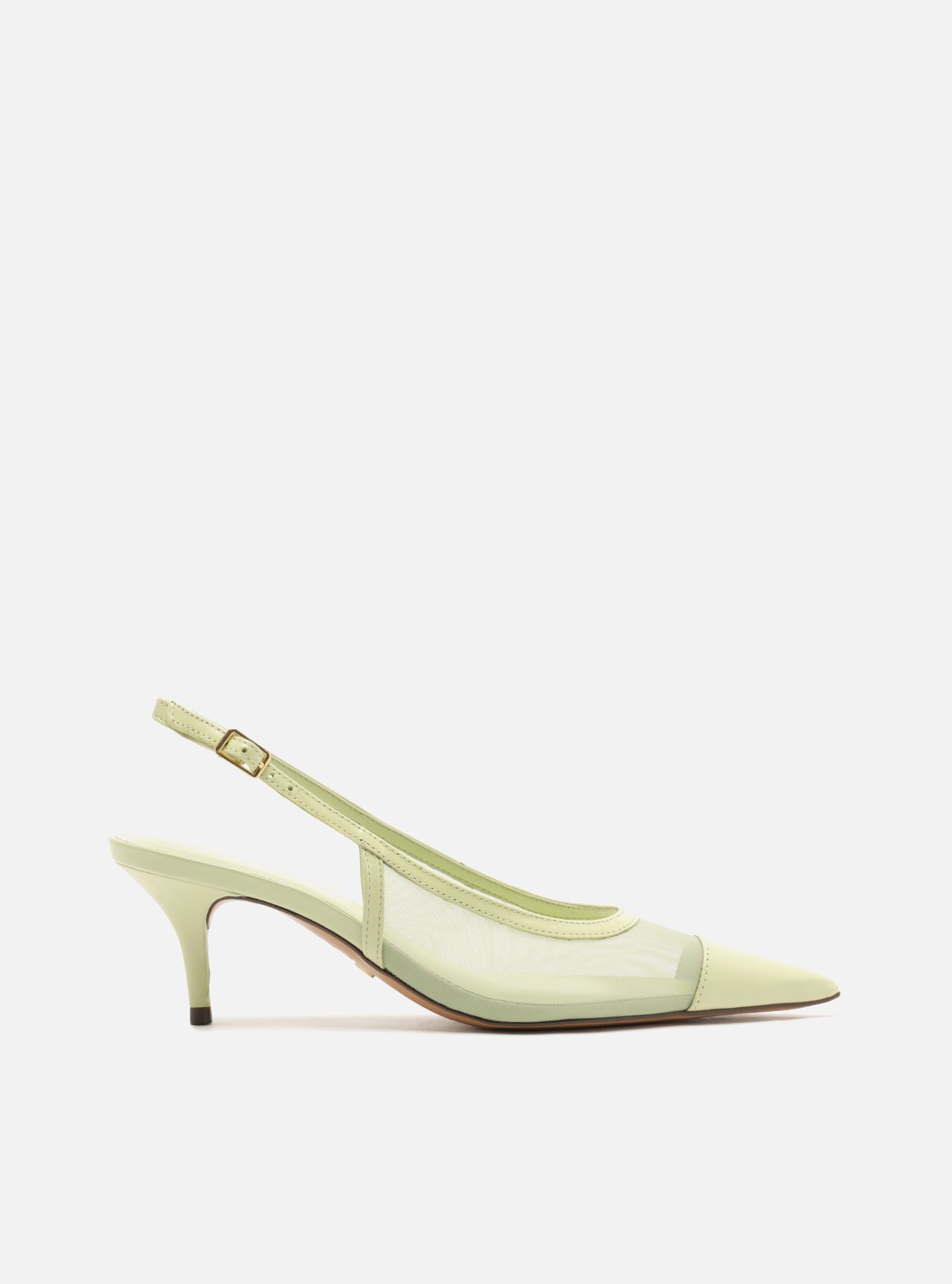Scarpin Verde Tela Salto Fino Slingback