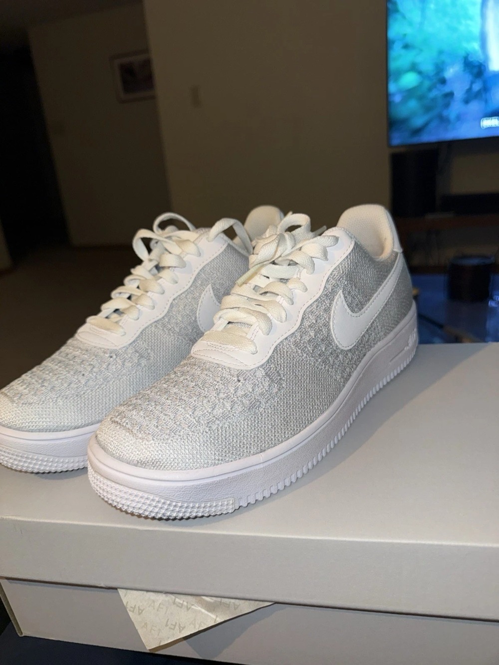 Nike Air Force 1 Flyknit 2.0 White Pure Platinum — 42, Novo
