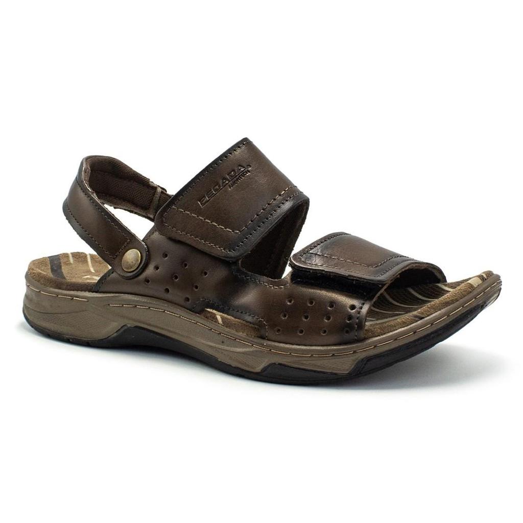 Sandália Pegada Masculina Couro Tiras Duplas 2 em 1 132254