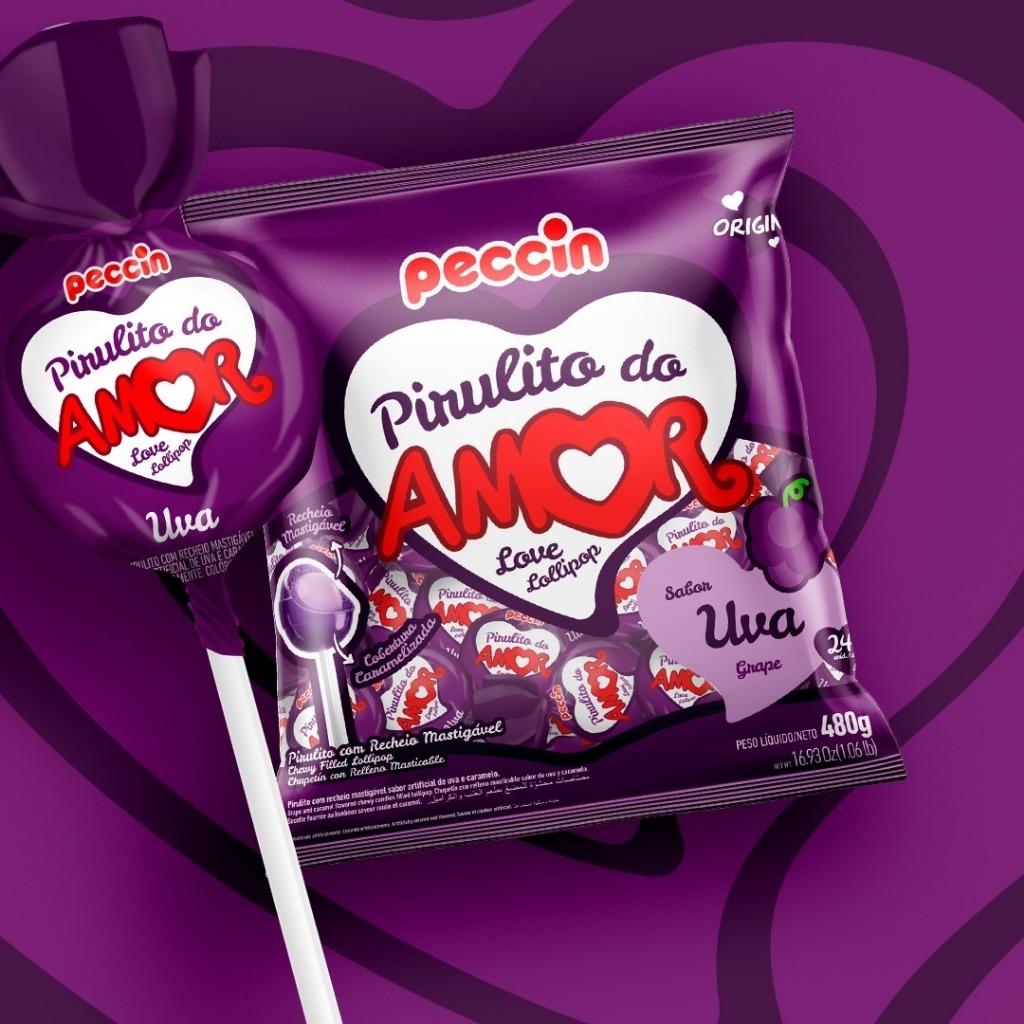 Foto 2 de Pirulito Do Amor Uva C/24 Unidades 480g Peccin