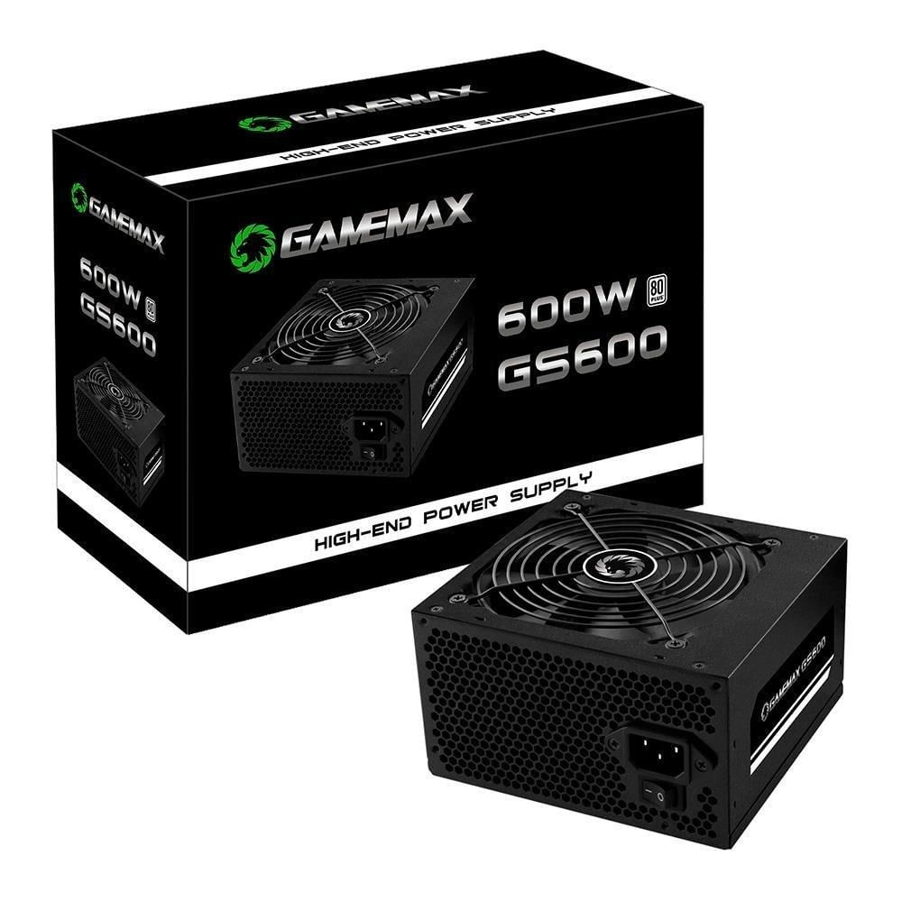 Fonte Gamemax Gs600 600W 80plus White PFC Ativo Preta