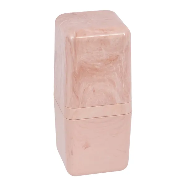 PORTA ESCOVA CUBE C/ TAMPA MARMORE ROSA - BRINOX