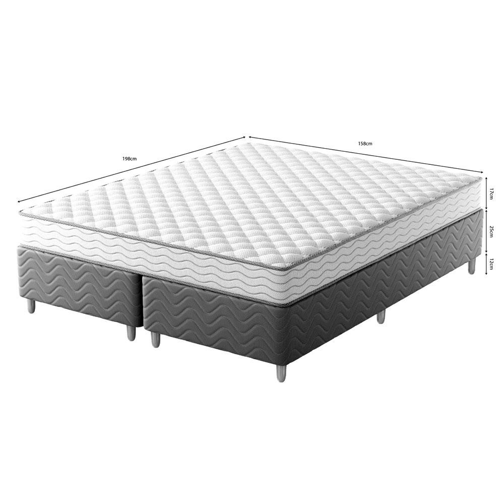 Foto 2 de Cama Box com Colchão Queen Howie Espuma D33 (17x158x198) Branco e Cinza